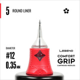 Legend Comfort Grip Cartridges - Round Liners - #12 (0.35mm) - 20/Box